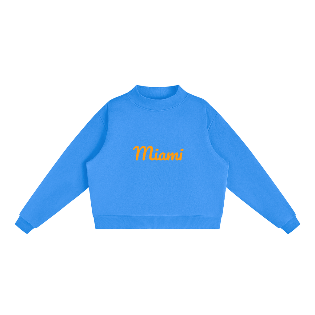 Miami Essential Fleece Mock-Neck Crew Sweatshirt