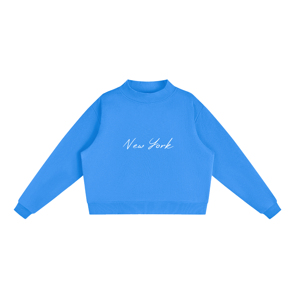 New York Essential Fleece Mock-Neck Crew Sweatshirt