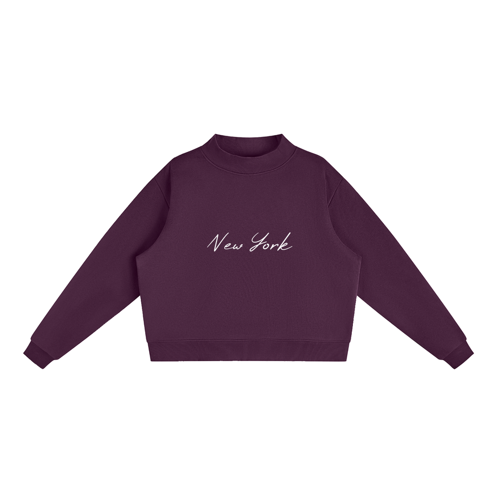 New York Essential Fleece Mock-Neck Crew Sweatshirt
