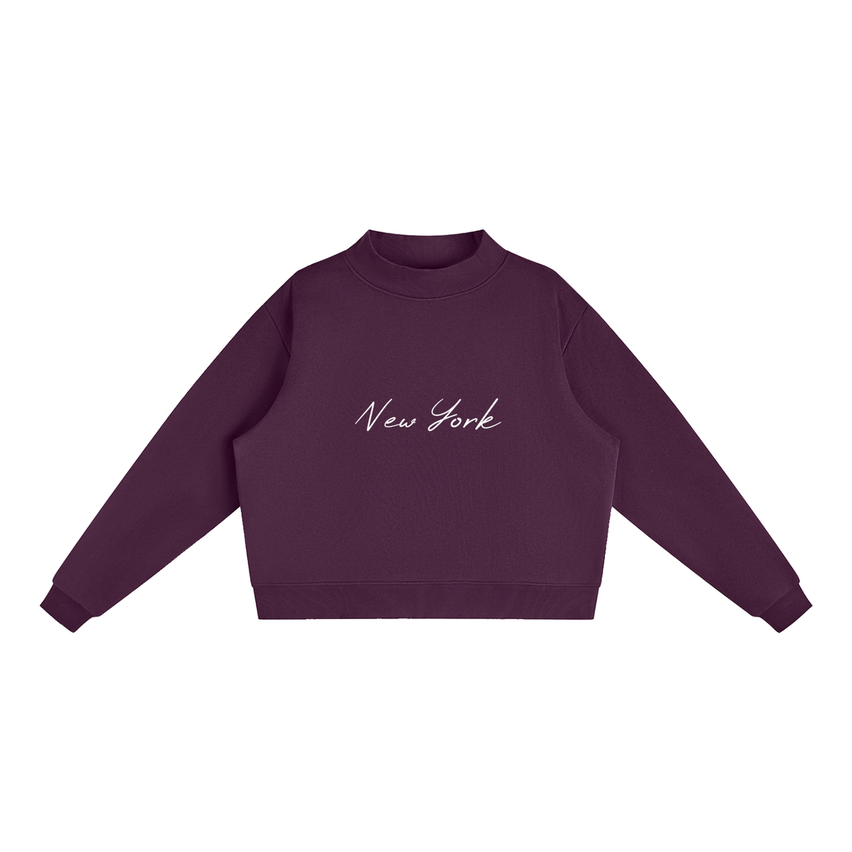 New York Essential Fleece Mock-Neck Crew Sweatshirt
