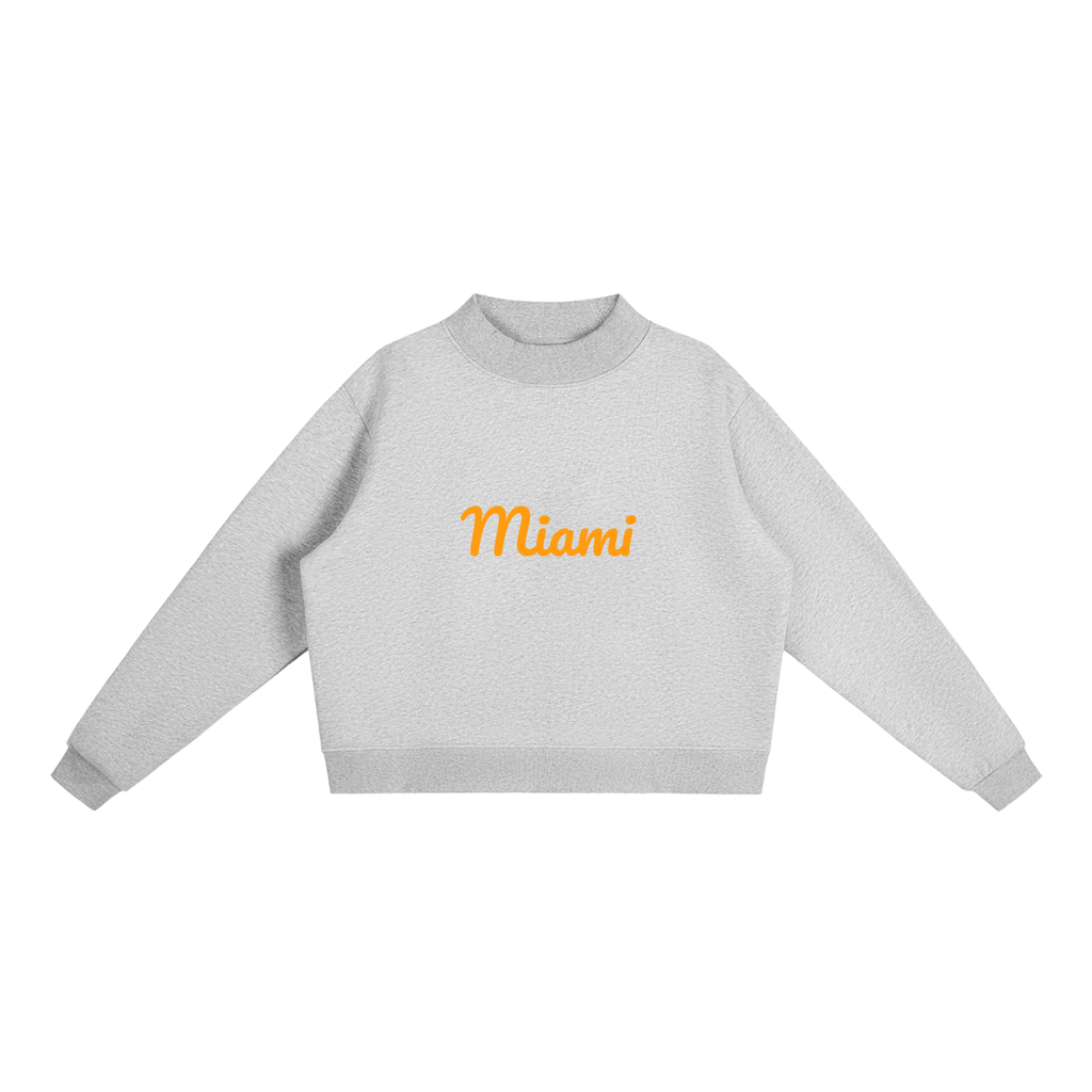 Miami Essential Fleece Mock-Neck Crew Sweatshirt
