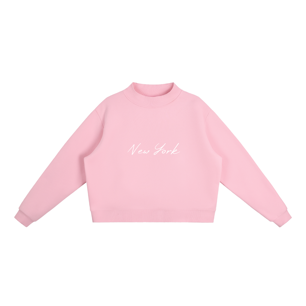 New York Essential Fleece Mock-Neck Crew Sweatshirt