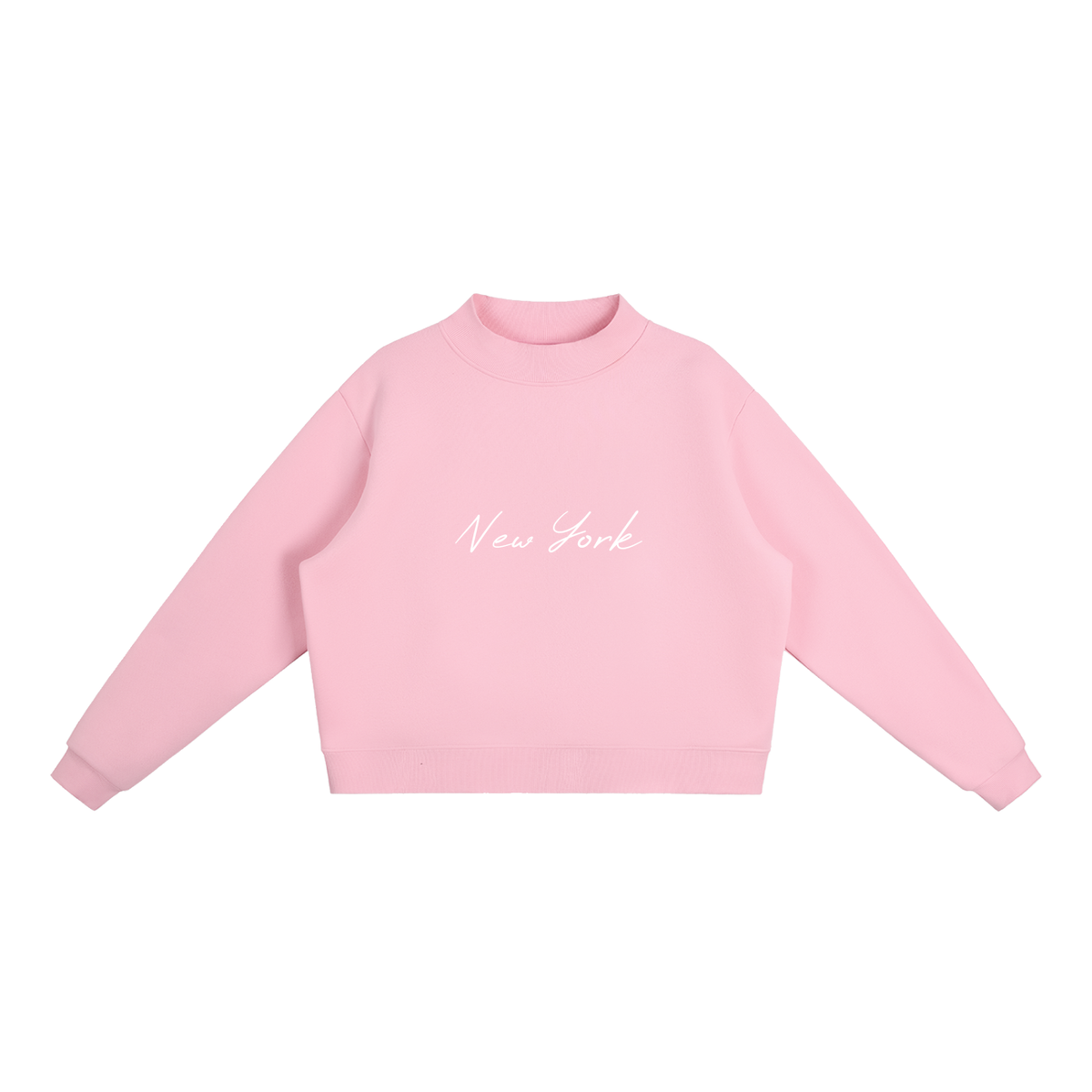 New York Essential Fleece Mock-Neck Crew Sweatshirt