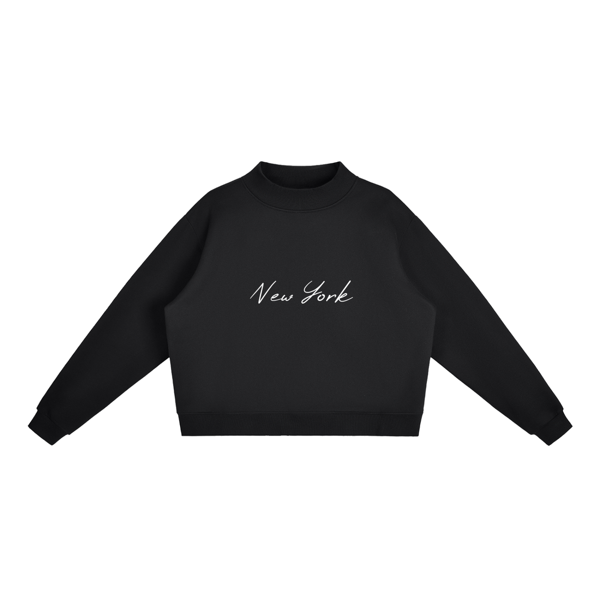 New York Essential Fleece Mock-Neck Crew Sweatshirt