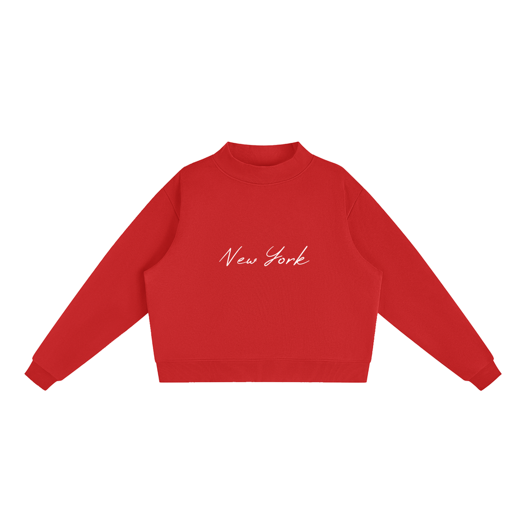 New York Essential Fleece Mock-Neck Crew Sweatshirt
