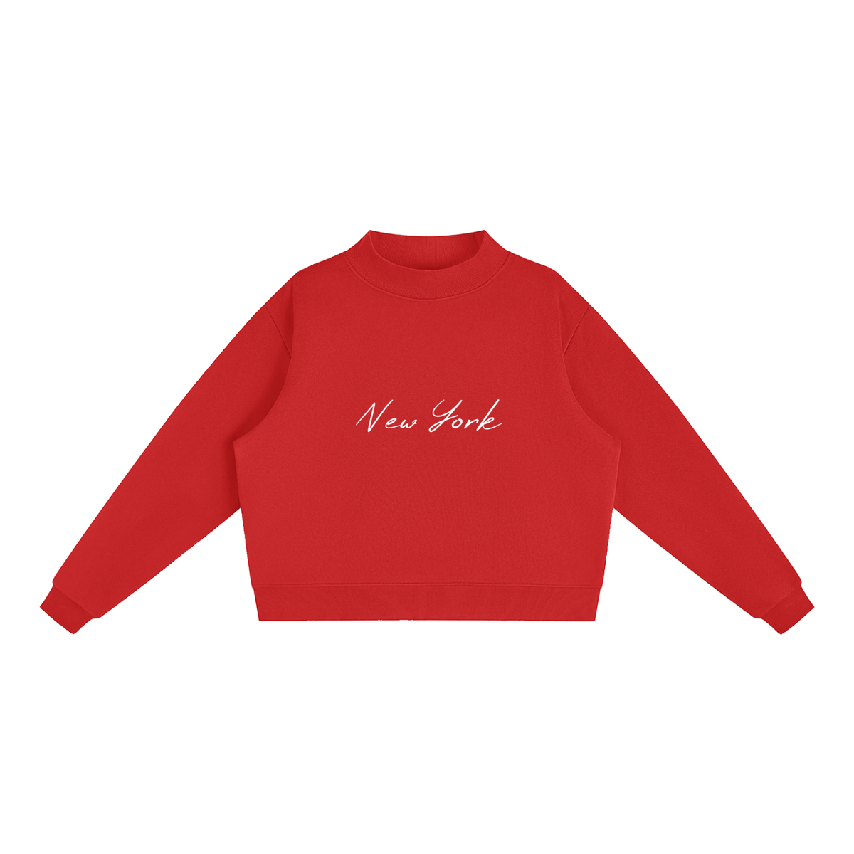 New York Essential Fleece Mock-Neck Crew Sweatshirt