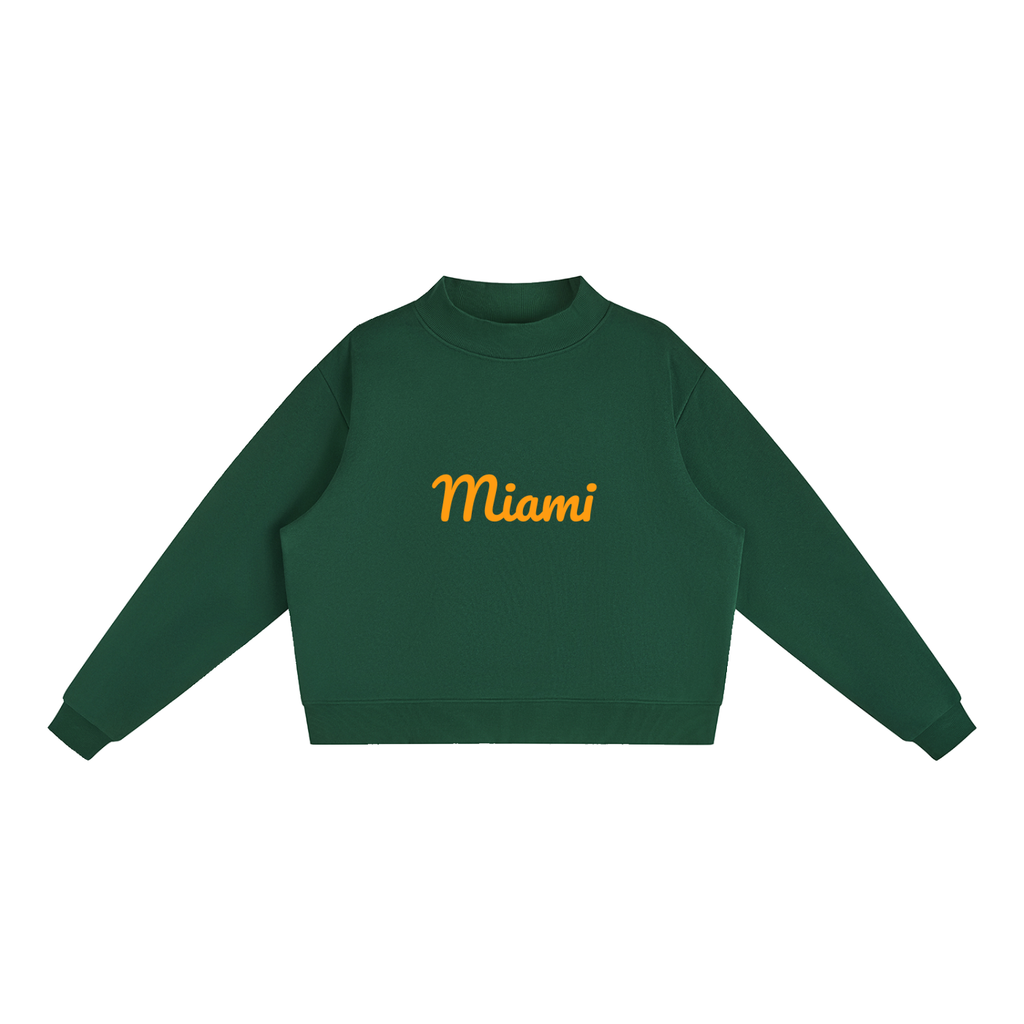 Miami Essential Fleece Mock-Neck Crew Sweatshirt