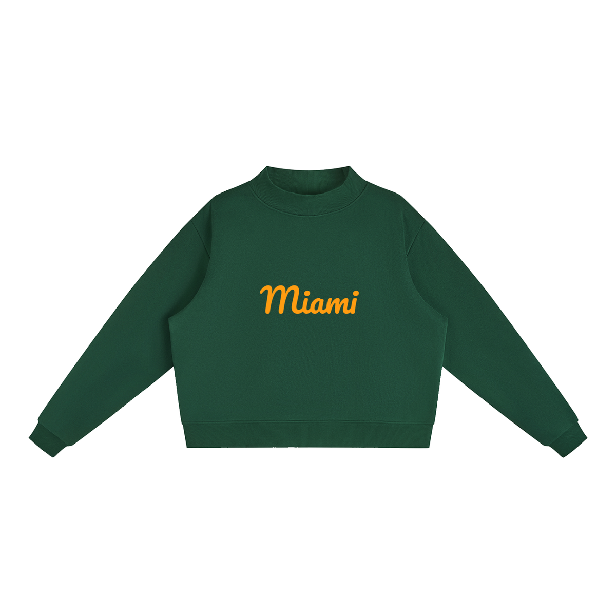 Miami Essential Fleece Mock-Neck Crew Sweatshirt