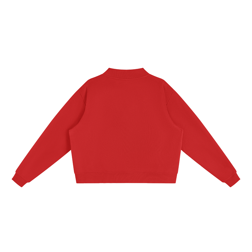 Candy Cane Christmas Fleece Mock-Neck Crew Sweatshirt