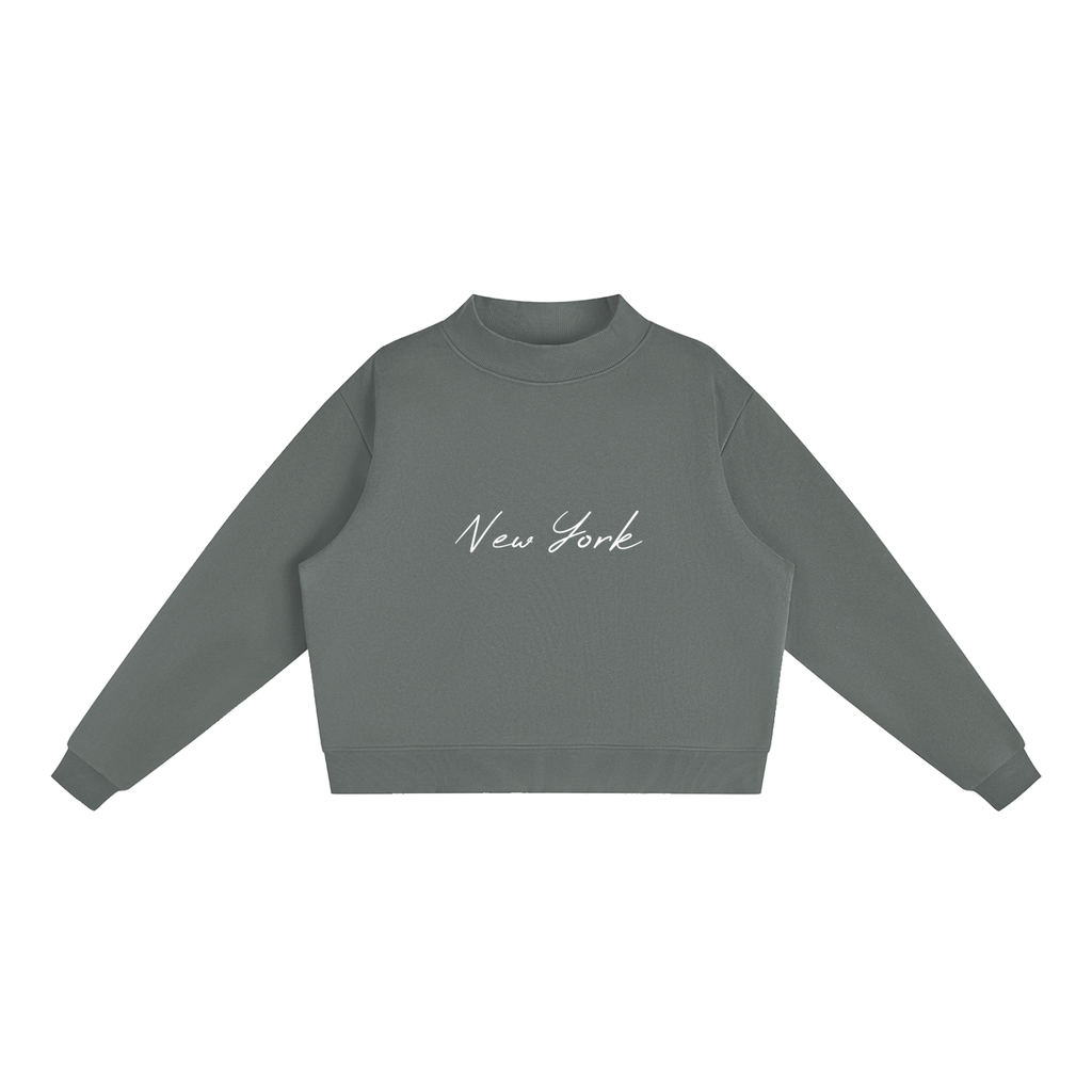 New York Essential Fleece Mock-Neck Crew Sweatshirt
