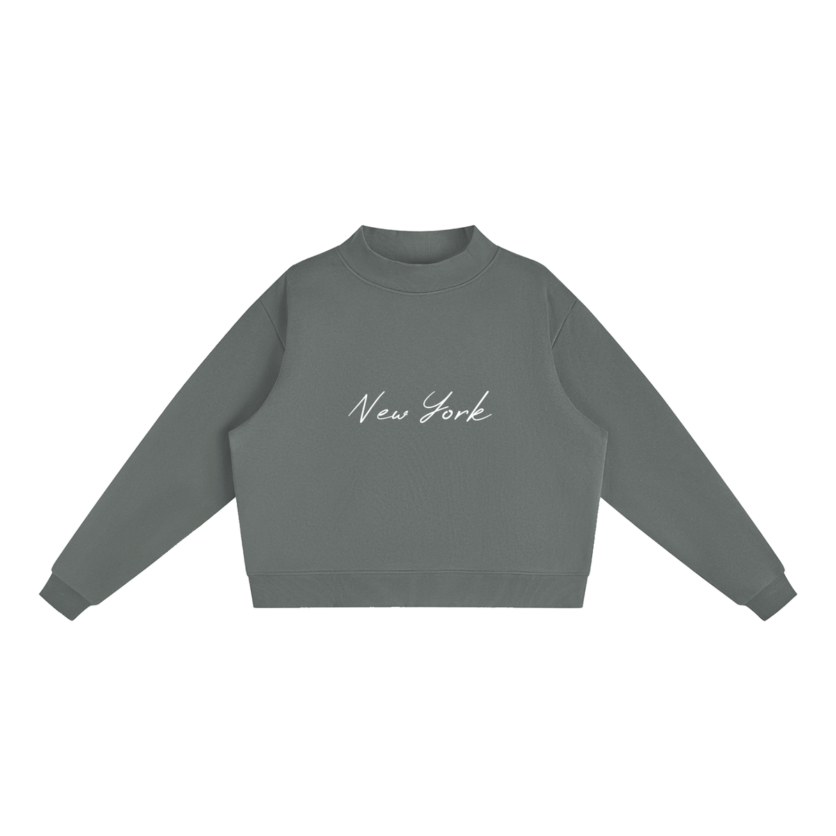 New York Essential Fleece Mock-Neck Crew Sweatshirt